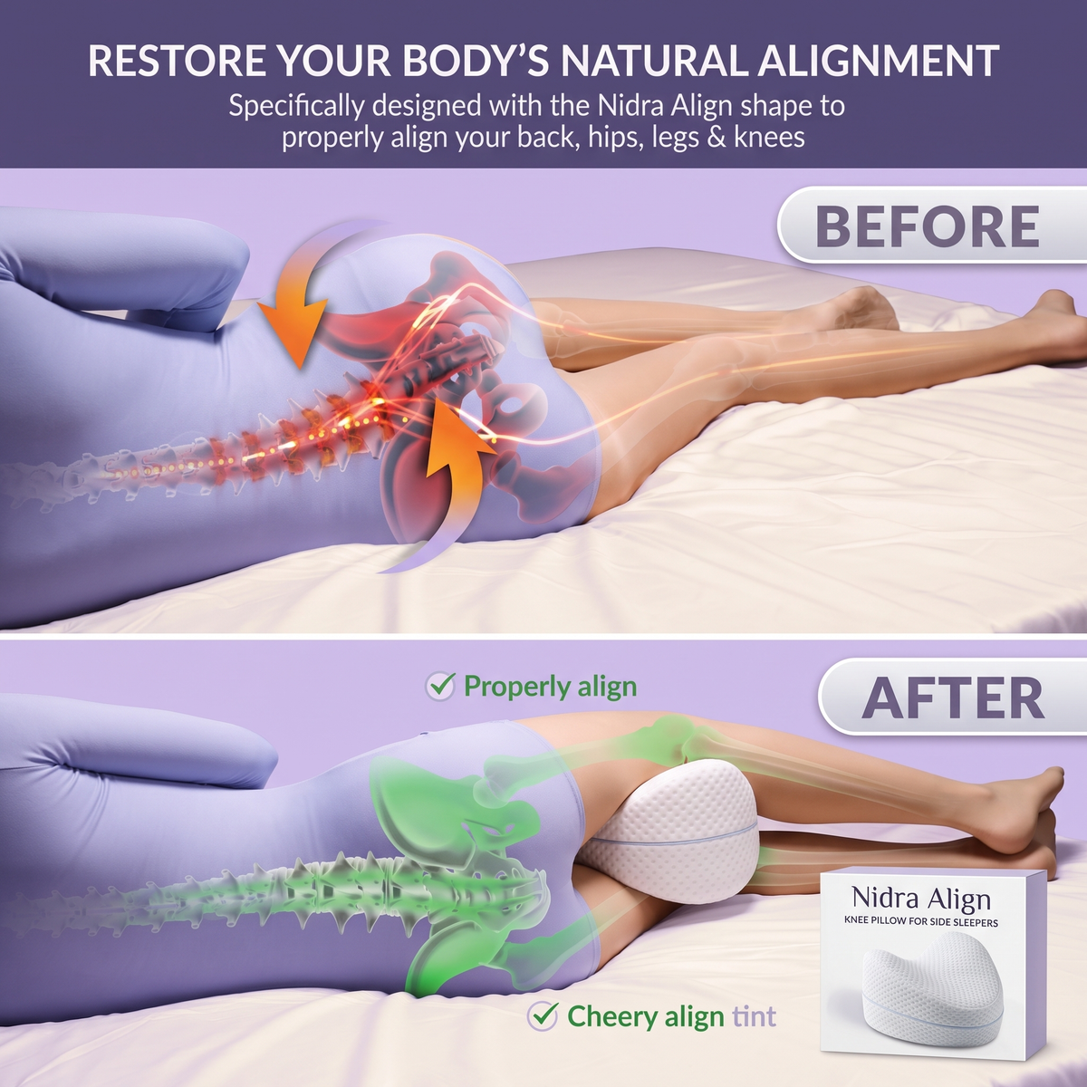 Nidra Align™: Knee Pillow for Side Sleepers - image 6